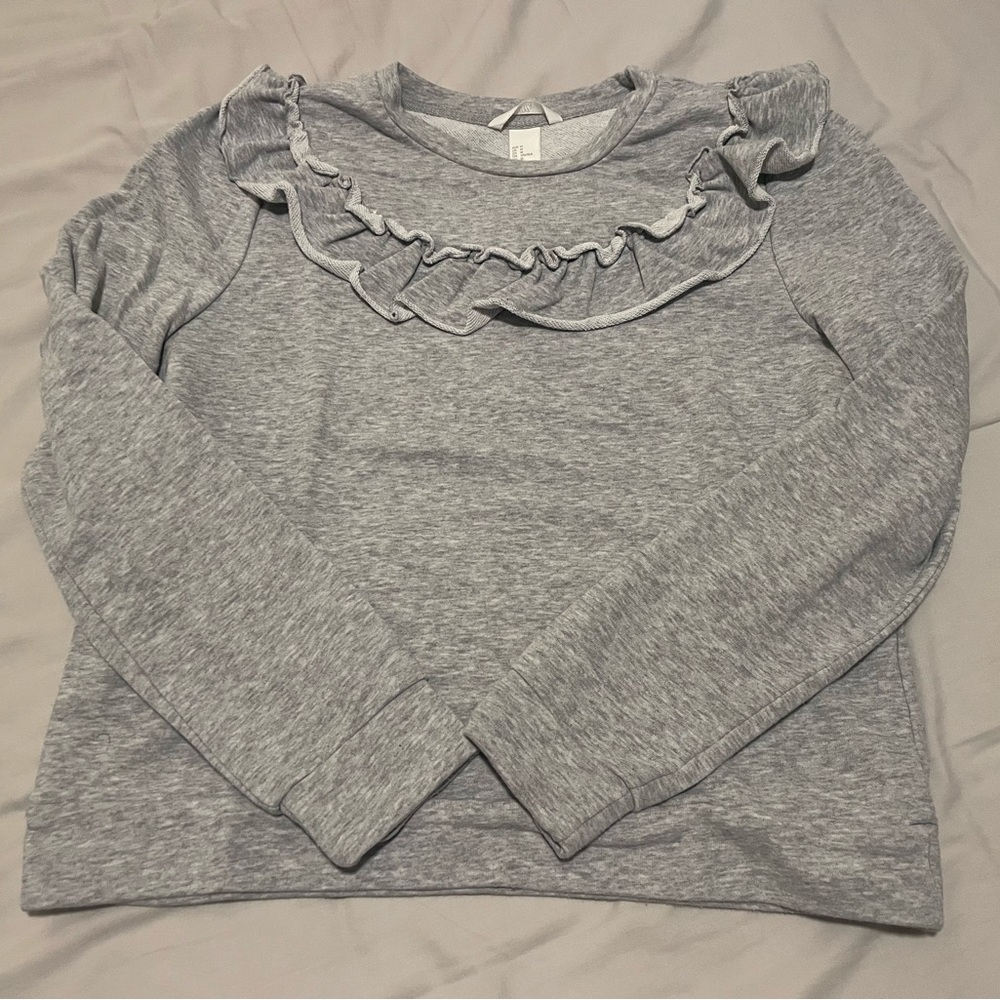 H&M Gray Sweater with Ruffles Womens Size M